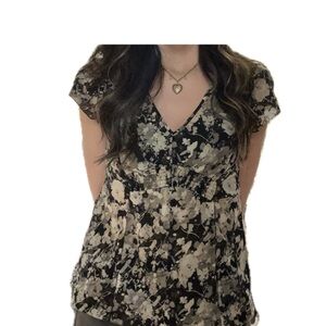 Floral Black and White Women's Top Calvin Klein